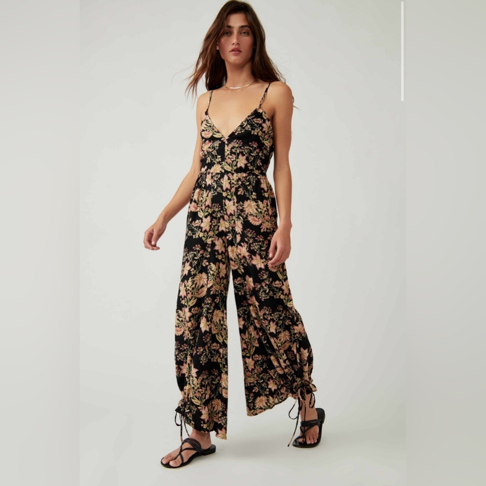 Free People Stand Out Floral Printed Jumper in Black Combo Size XS